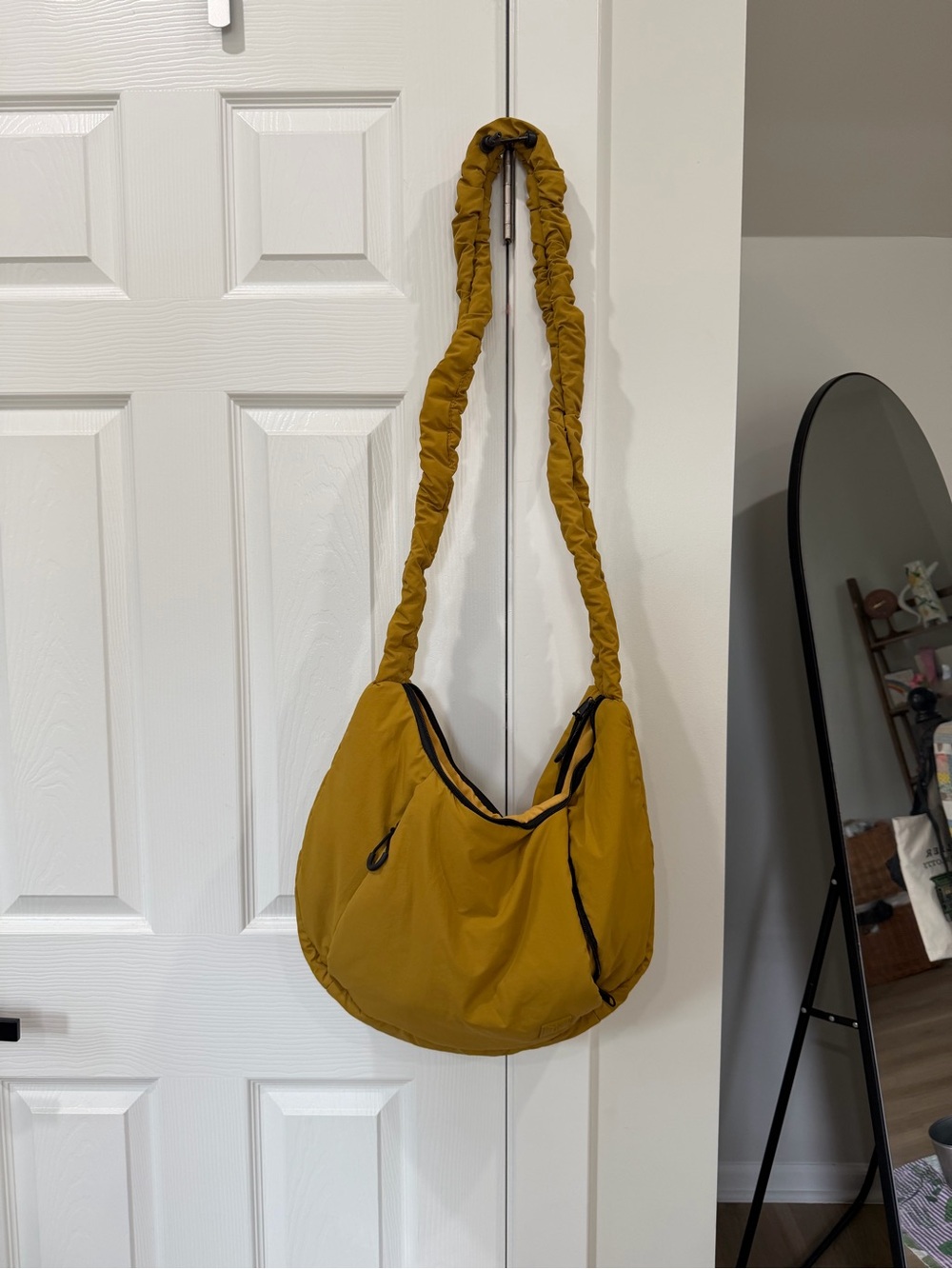 Free People Mustard Yellow Ruched-strap Crossbody Hobo